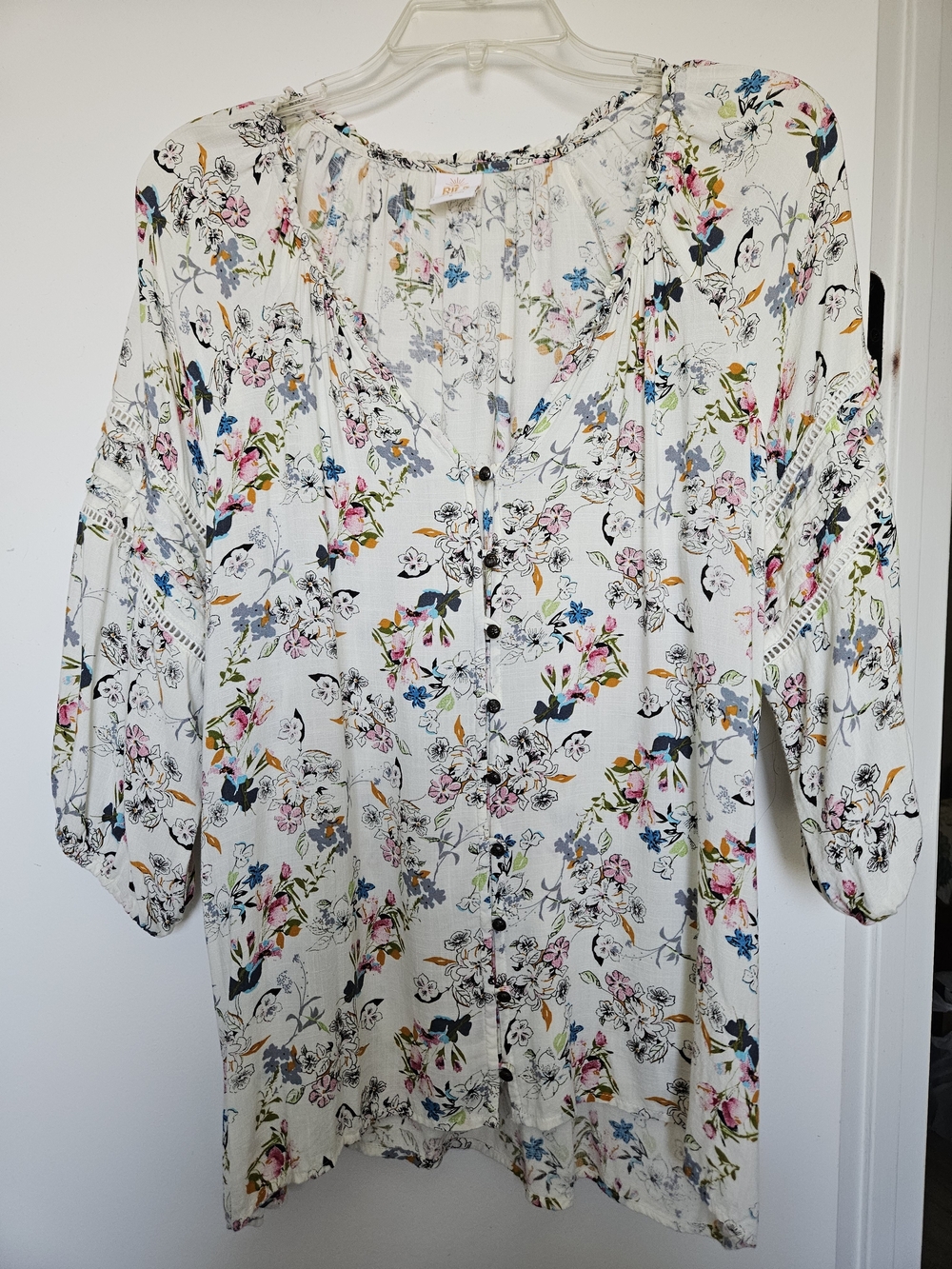 Beautiful Soft Peasant Floral Blouse